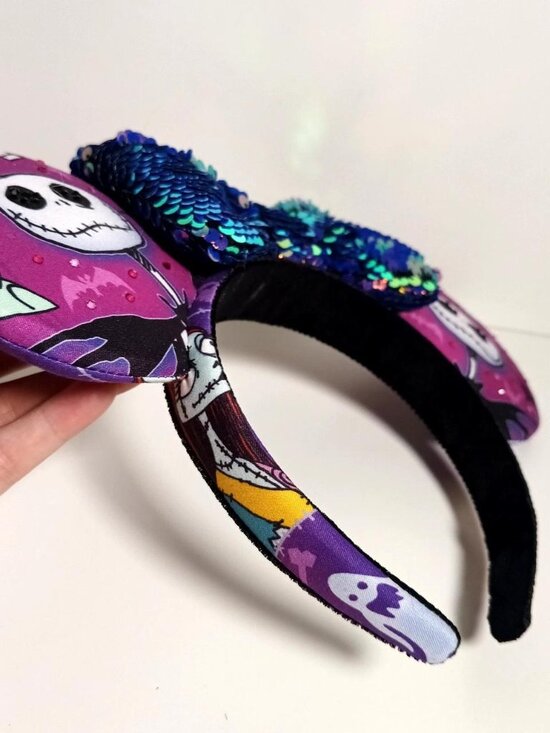 Custom Nightmare Before Christmas Minnie Ears Headband Purple Jack Skellington